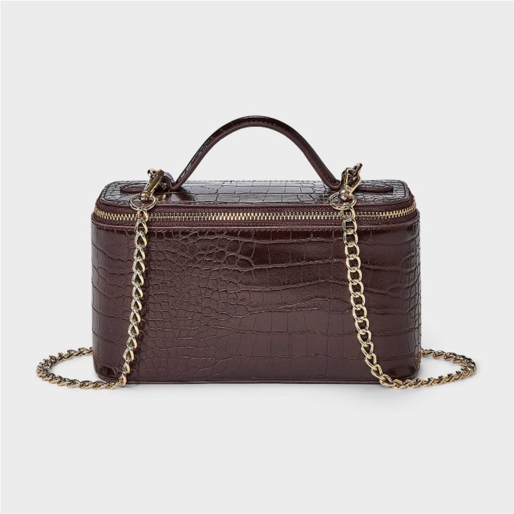 a new day Dark Brown Croc-Embossed Mini Bag
